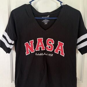 Black NASA V-Neck T-Shirt